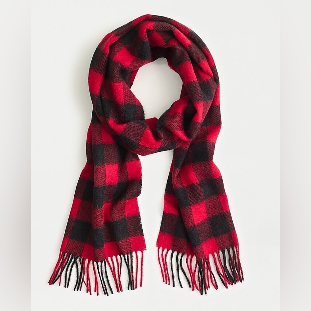 J. Crew Buffalo Plaid Red and Black Scarf